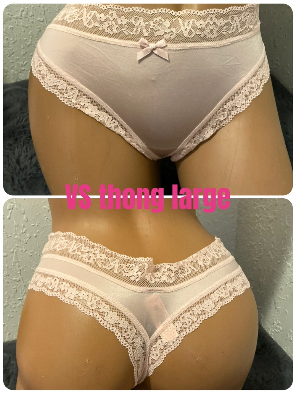 Victoria's Secret Pale Pink Lace-Trim thong  Panty
